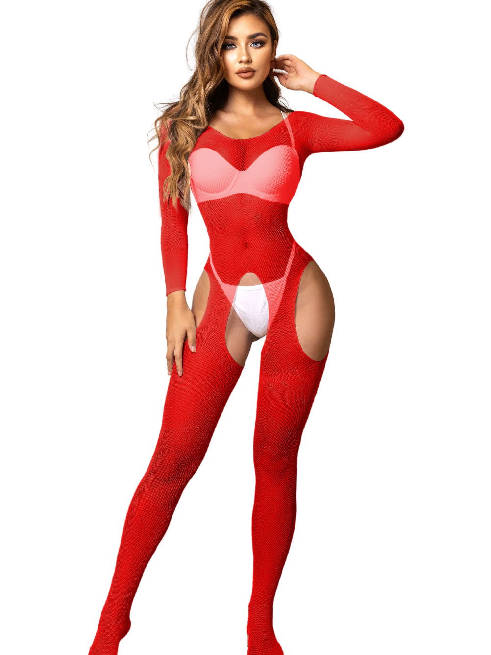  Women Sexy Fishnet Crotchless Bodystocking Cutout