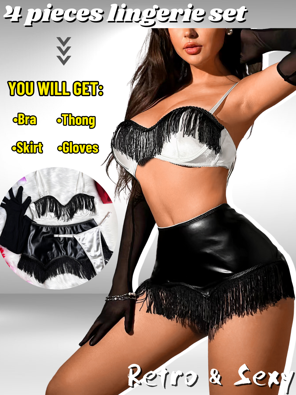 Kaei&Shi Sexy Halloween Costumes, Vintage Fringe Stripper, Satin Leath Kaei&Shi Sexy Halloween Costumes, Vintage Fringe Stripper, Satin Leath