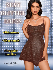 Kaei&Shi 2024 New Years Eve Dress, Shiny Sheer Mesh, HOCO Concert Party Club