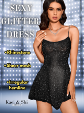 Load image into Gallery viewer, Kaei&amp;Shi 2024 New Years Eve Dress, Shiny Sheer Mesh, HOCO Concert Party Club
