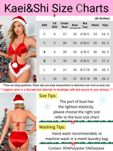 Load image into Gallery viewer, Kaei&amp;Shi Xmas Bow Present Lingerie(Hat Include), Fuzz Trim Tie Up Satin Bodysuit
