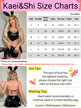 Load image into Gallery viewer, Kaei&amp;Shi Bunny Backless 4Pc Rave Outfits, Heart Bra&amp;Skirt, Glossy Golden Straps
