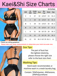 Kaei&Shi 4Pc Wet Look Lingerie, Grommet Collar&Leg Bands, High Waisted Garter