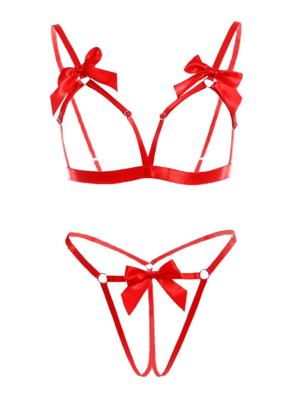 Kaei&Shi Sexy Bows Lingerie For Women, Birthday Outfits, 2PC Bra and P Kaei&Shi Sexy Bows Lingerie For Women, Birthday Outfits, 2PC Bra and P