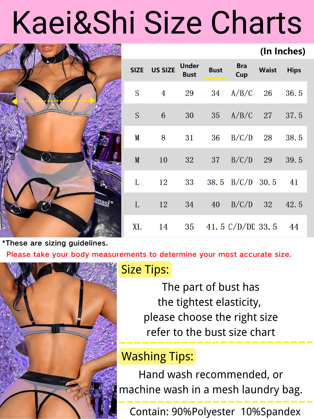 Kaei&Shi Womens Sexy Rave Outfits, Strappy Mesh Party Lingerie, 5 Piec Kaei&Shi Womens Sexy Rave Outfits, Strappy Mesh Party Lingerie, 5 Piec