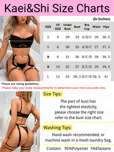 Kaei&Shi 5Pc Silky Satin Collar Garter Lingerie, Golden Draping Chain Outfits