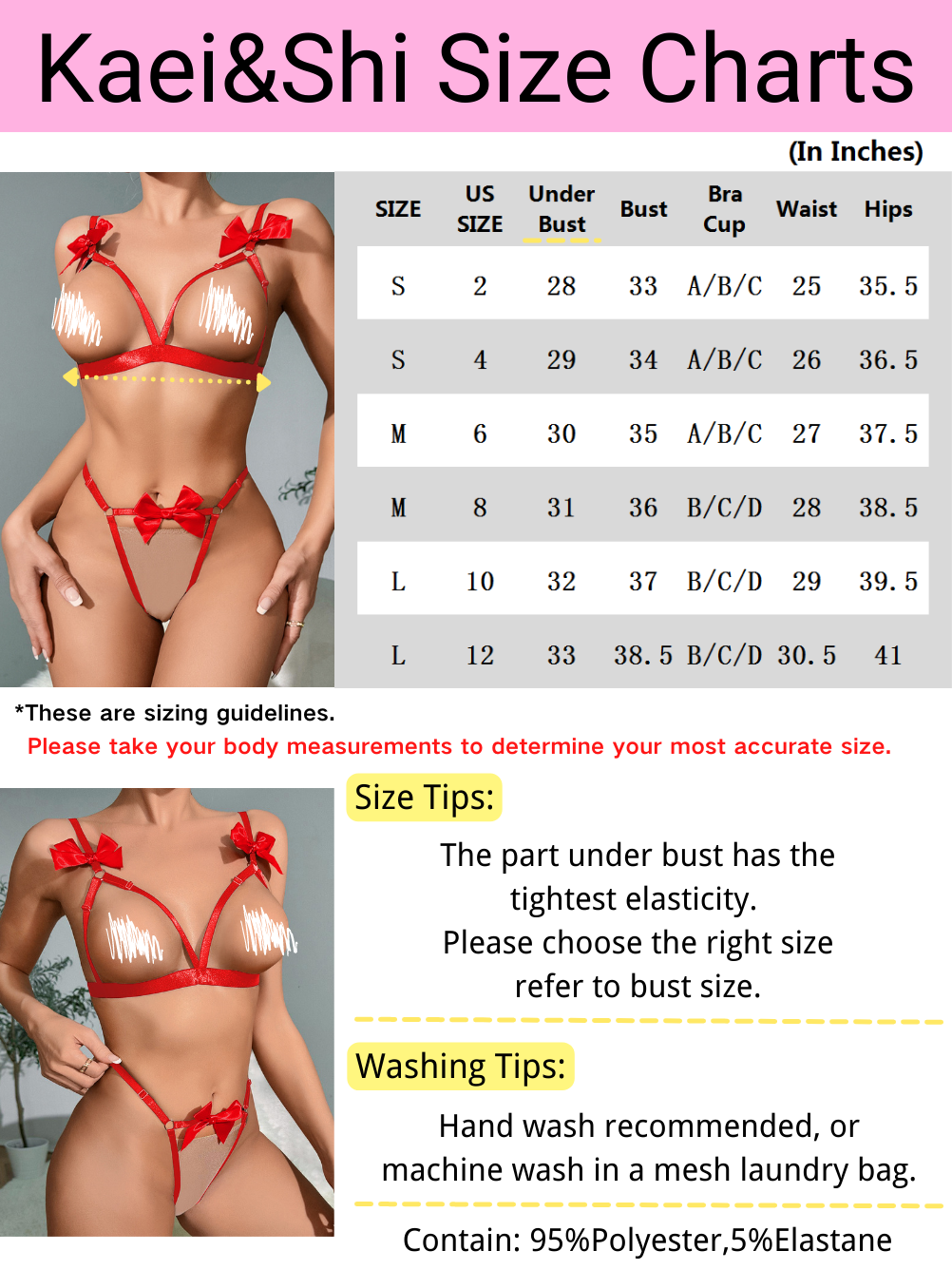 Kaei&Shi Sexy Bows Lingerie For Women, Birthday Outfits, 2PC Bra and P
