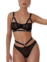 Load image into Gallery viewer, Kaei&amp;Shi Elastic Strappy, Metal Circle, Cutout Back, 2 Pieces Lingerie Set
