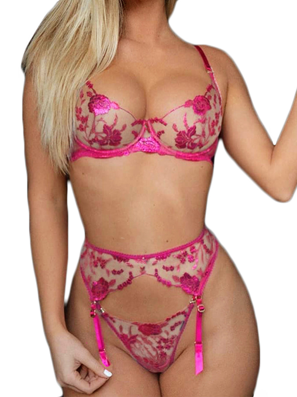 Kaei&Shi Garter Lingerie for Women,Embroidered Underwire Sexy Lingerie Kaei&Shi Garter Lingerie for Women,Embroidered Underwire Sexy Lingerie
