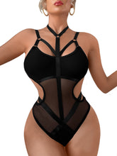 Load image into Gallery viewer, Kaei&amp;Shi Fishnet Bodysuit,Choker Strappy,Cutout Waist,Teddy Lingerie for Women
