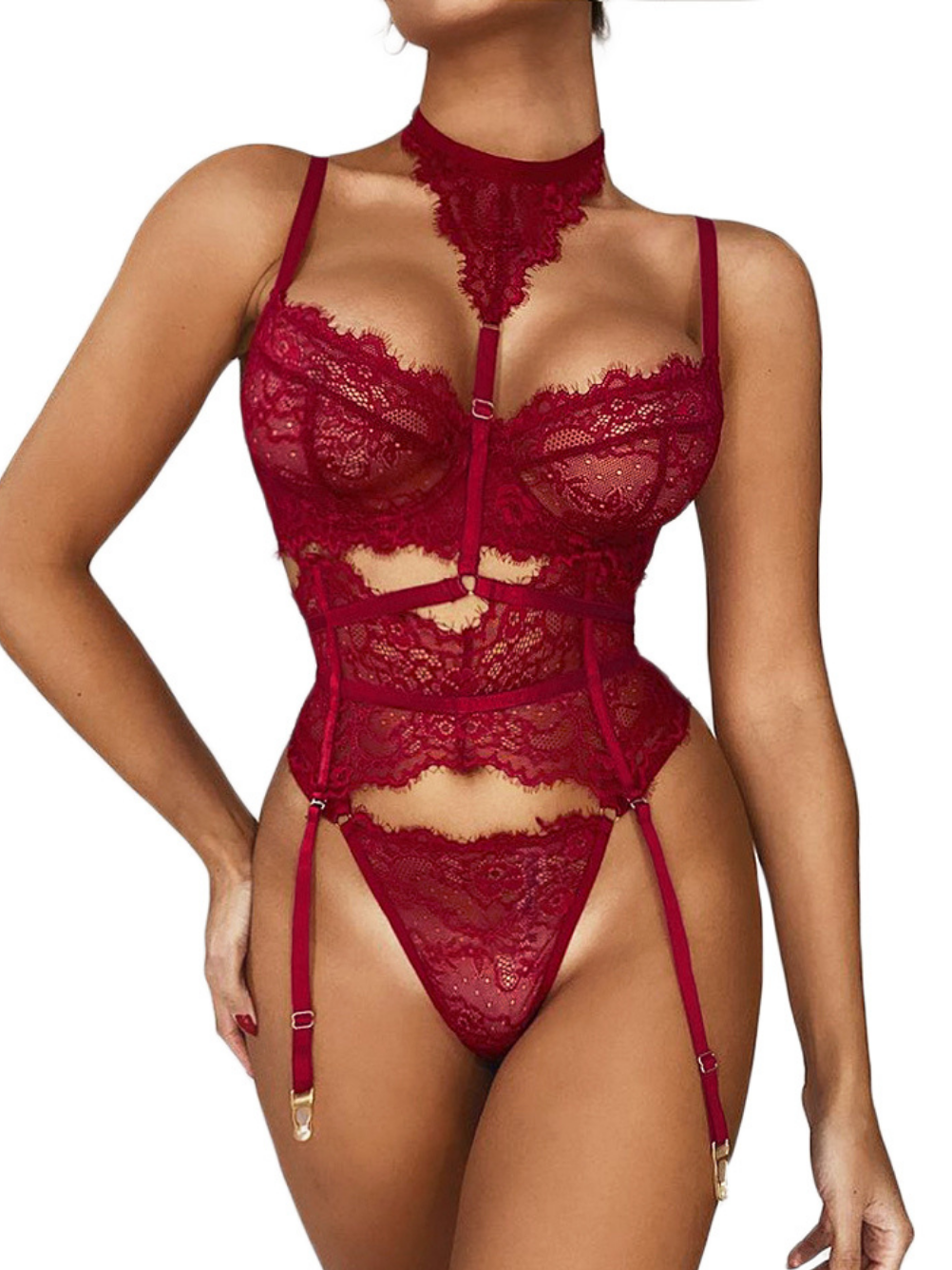Kaei&Shi Exotic Choker, High Waisted Belt, G String, 5 Piece Strappy G Kaei&Shi Exotic Choker, High Waisted Belt, G String, 5 Piece Strappy G