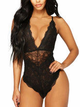 Load image into Gallery viewer, Kaei&amp;Shi V-Neck See Through Lingerie Floral Lace Babydoll Sexy Lingerie for Women Bodysuit
