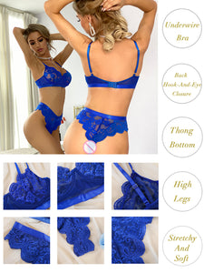 Kaei&Shi Sexy Lingerie for Women,Two Piece Lace Lingerie Set