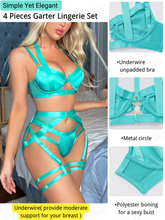 Load image into Gallery viewer, Kaei&amp;Shi Strappy Harness, All Adjustable, Underwire Racerback, 4pc Garter Set
