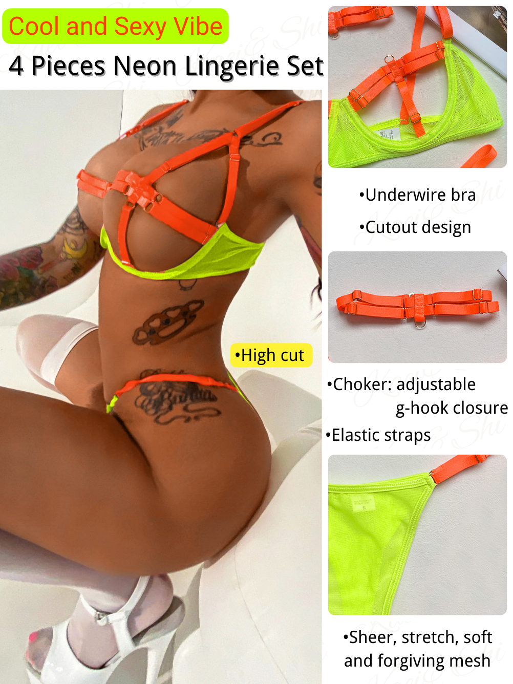 Kaei&Shi Glow In The Dark, Black Light, Neon Leg Straps, 4PC Peekaboo Kaei&Shi Glow In The Dark, Black Light, Neon Leg Straps, 4PC Peekaboo