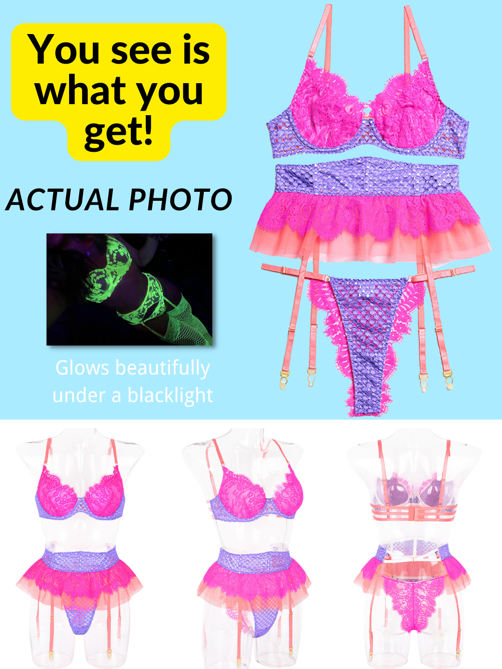 Kaei&Shi Tutu Skirt Garter Belt, Fishnet Lace, High Leg Thong (Without Kaei&Shi Tutu Skirt Garter Belt, Fishnet Lace, High Leg Thong (Without