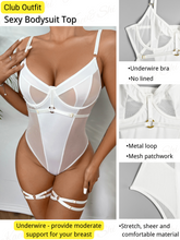 Load image into Gallery viewer, Kaei&amp;Shi Underwire Sexy Top, Snap Crotch, Leg Straps, Backless Thong Bodysuit
