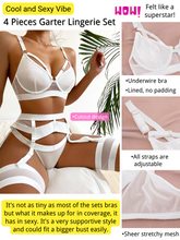 Load image into Gallery viewer, Kaei&amp;Shi Garter Lingerie For Women,Sexy Lace Lingerie,Sheer Matching 4 Piece Lingerie Set
