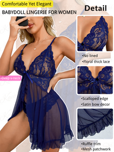 Kaei&Shi Maternity Long Dress, Wireless Lace Bra, Mid-Rise Panty, 2Pc Babydoll