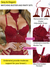 Load image into Gallery viewer, Kaei&amp;Shi Floral Lace Cami, Removeable Choker, High Waisted, 2 Pieces Lingerie
