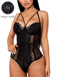 See Through Lingerie,V-Neck Lace Babydoll