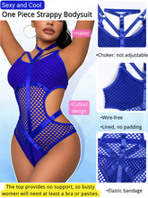 Load image into Gallery viewer, Kaei&amp;Shi Fishnet Bodysuit,Choker Strappy,Cutout Waist,Teddy Lingerie for Women
