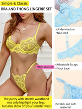 Load image into Gallery viewer, Kaei&amp;Shi Scalloped Floral Lace, Underwire, High Cut Thong, 2 Pieces Lingerie
