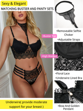 Load image into Gallery viewer, Kaei&amp;Shi Floral Lace Cami, Removeable Choker, High Waisted, 2 Pieces Lingerie
