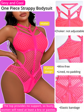 Load image into Gallery viewer, Kaei&amp;Shi Fishnet Bodysuit,Choker Strappy,Cutout Waist,Teddy Lingerie for Women
