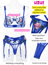 Load image into Gallery viewer, Kaei&amp;Shi Embroidered Lingerie for Women,3 Piece Sexy Lingerie Garter Set
