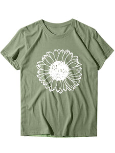 Kaei&Shi Roll Sleeve Graphic T Shirt Women