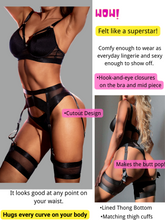 Load image into Gallery viewer, Kaei&amp;Shi Garter Lingerie For Women,Sexy Lace Lingerie,Sheer Matching 4 Piece Lingerie Set
