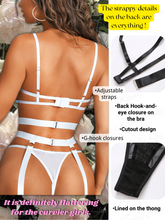 Load image into Gallery viewer, Kaei&amp;Shi Glossy Silver Chains, Strappy Cutout, 3 Piece Fishnet Garter Set
