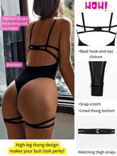 Load image into Gallery viewer, Kaei&amp;Shi Underwire Sexy Top, Snap Crotch, Leg Straps, Backless Thong Bodysuit
