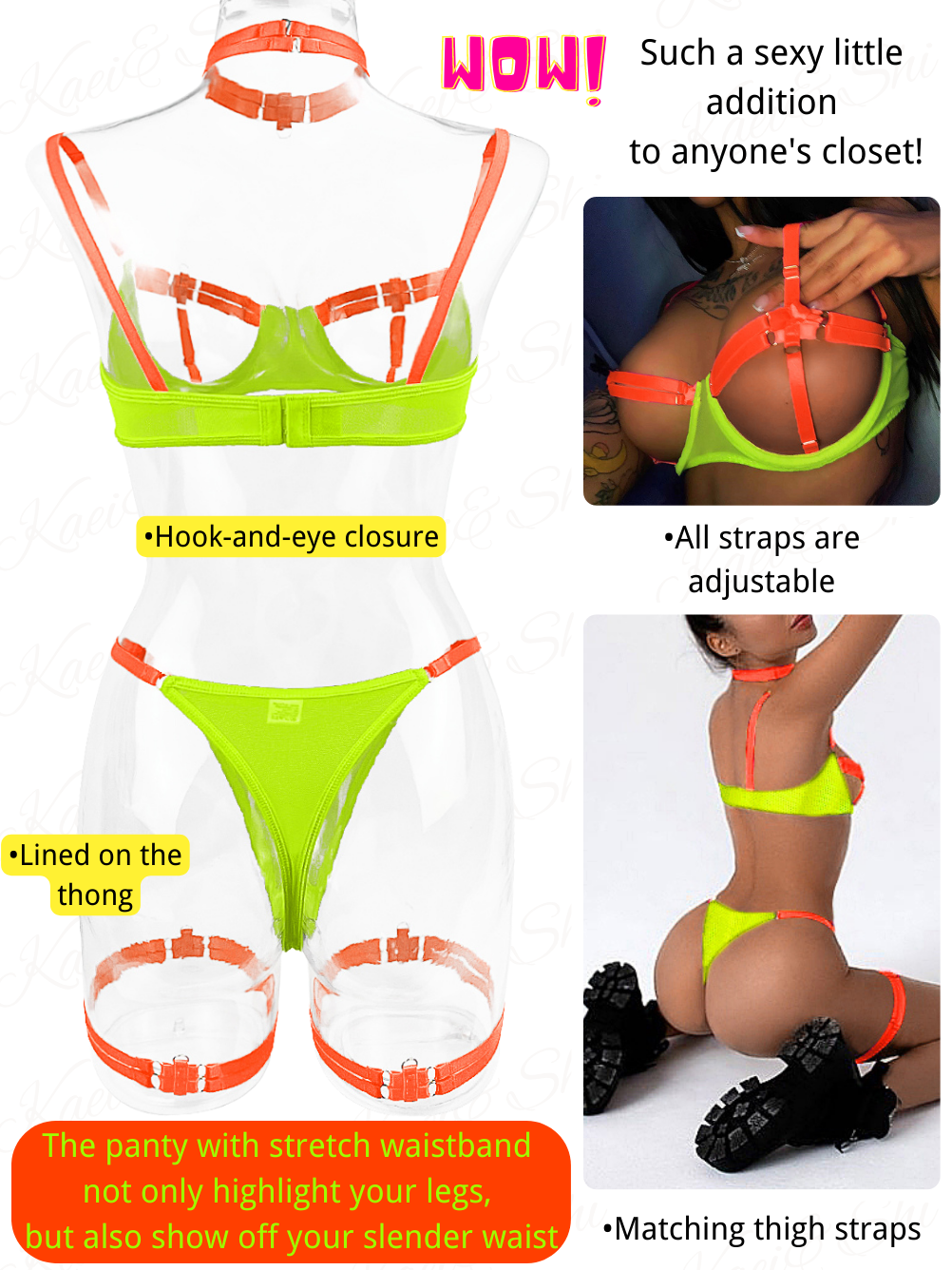 Kaei&Shi Glow In The Dark, Black Light, Neon Leg Straps, 4PC Peekaboo Kaei&Shi Glow In The Dark, Black Light, Neon Leg Straps, 4PC Peekaboo
