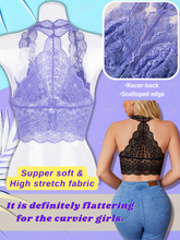 Load image into Gallery viewer, Kaei&amp;Shi Going Out, Halter Deep V, Lace Racerback, Floral Bustier Bralette
