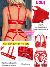 Load image into Gallery viewer, Kaei&amp;Shi Strappy Harness, All Adjustable, Underwire Racerback, 4pc Garter Set
