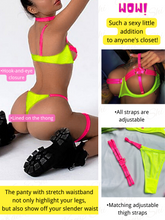 Load image into Gallery viewer, Kaei&amp;Shi Glow In The Dark, Black Light, Neon Leg Straps, 4PC Peekaboo Lingerie
