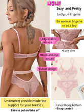 Load image into Gallery viewer, Kaei&amp;Shi Floral Lace Bodysuit,Underwire,Cutout Waist,Snap Crotch,Teddy Lingerie for Women
