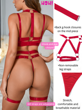 Load image into Gallery viewer, Kaei&amp;Shi Strappy Lingerie, Elastic, All Adjustable, Underwire, G-String, 4 Piece
