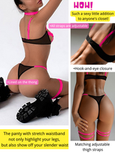 Load image into Gallery viewer, Kaei&amp;Shi Glow In The Dark, Black Light, Neon Leg Straps, 4PC Peekaboo Lingerie
