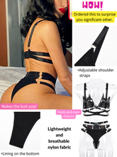 Load image into Gallery viewer, Kaei&amp;Shi Strappy Opaque Nylon, Bralette, High Waisted Thong, 2 Pieces Lingerie
