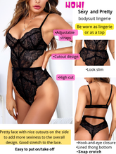 Load image into Gallery viewer, Kaei&amp;Shi Floral Lace Bodysuit,Underwire,Cutout Waist,Snap Crotch,Teddy Lingerie for Women
