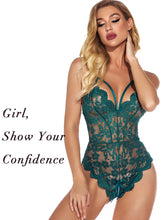 Load image into Gallery viewer, Kaei&amp;Shi Sexy Lingerie for Women,Sheer Lace One Piece High Cut Bodysuit
