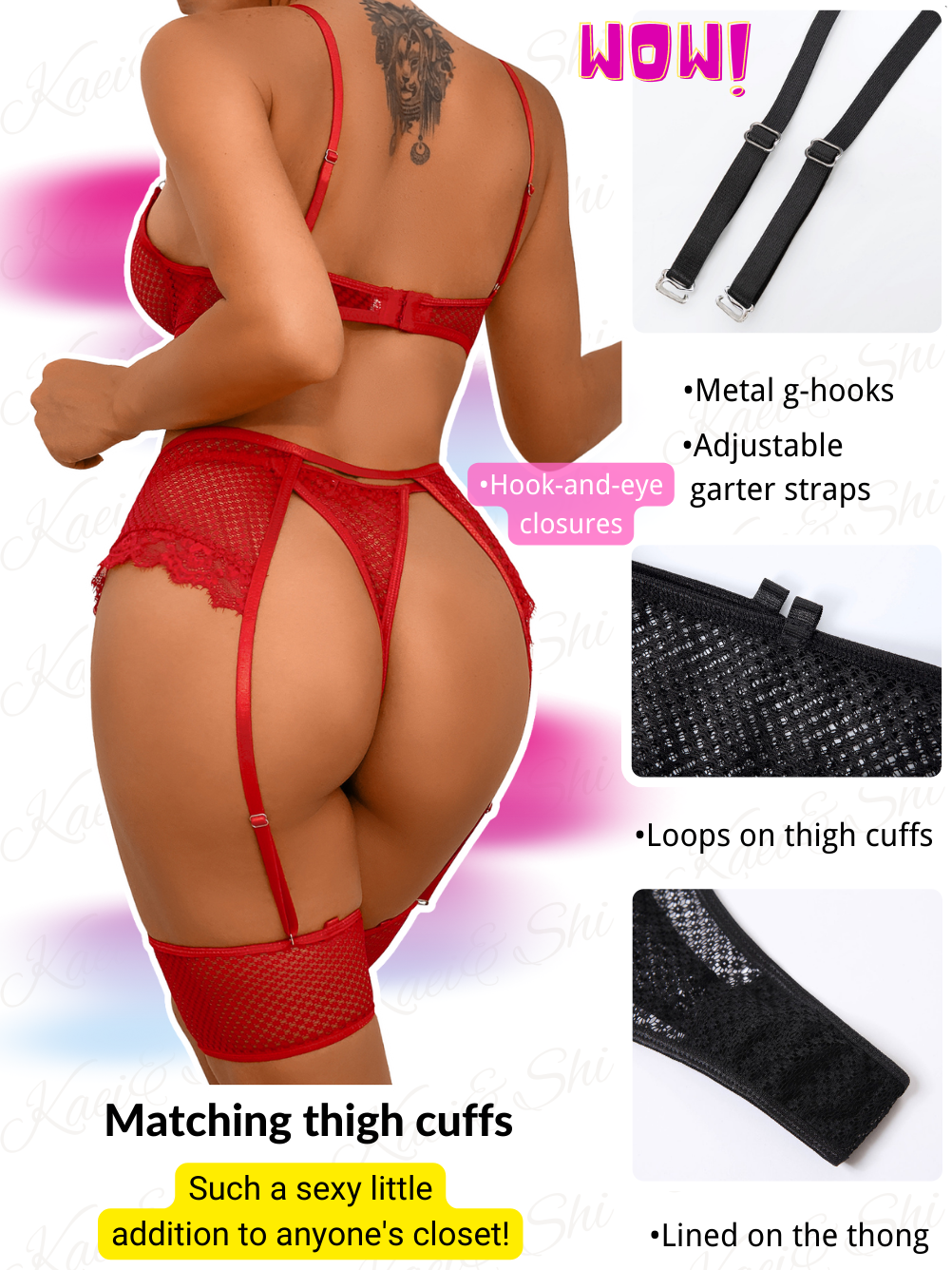 Kaei&Shi Fishnet Chain Lingerie, Strappy, Underwire, Thong, Thigh Cuff Kaei&Shi Fishnet Chain Lingerie, Strappy, Underwire, Thong, Thigh Cuff