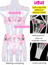 Load image into Gallery viewer, Kaei&amp;Shi Embroidered Lingerie for Women,3 Piece Sexy Lingerie Garter Set
