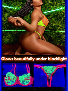 Kaei&Shi Glow In The Dark, Back Light, Heart Embroidered, Underwire Lingerie