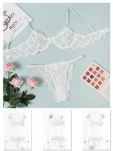 Load image into Gallery viewer, Kaei&amp;Shi Sexy Bra and Panty Sets,Sheer Lace Two Piece Lingerie,Matching Floral Underwire Scalloped Lingerie Set
