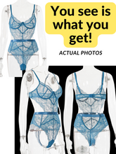 Load image into Gallery viewer, Kaei&amp;Shi Floral Lace Bodysuit,Underwire,Cutout Waist,Snap Crotch,Teddy Lingerie for Women
