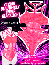 Load image into Gallery viewer, Kaei&amp;Shi Fishnet Bodysuit,Choker Strappy,Cutout Waist,Teddy Lingerie for Women
